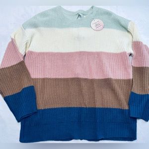 Full Circle Color Block Sweater with Bow Back‎ Womens L